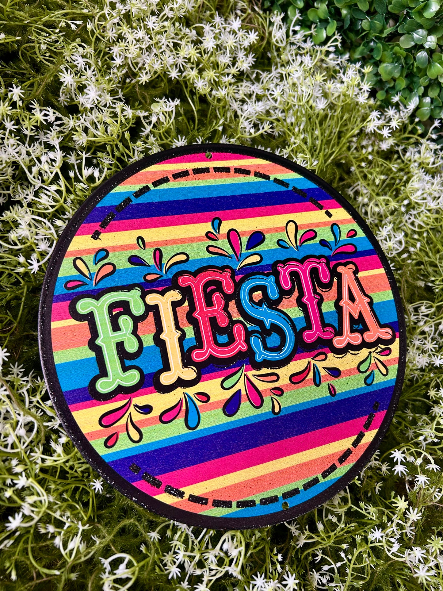 8 Inch Fiesta Metal Glitter Sign