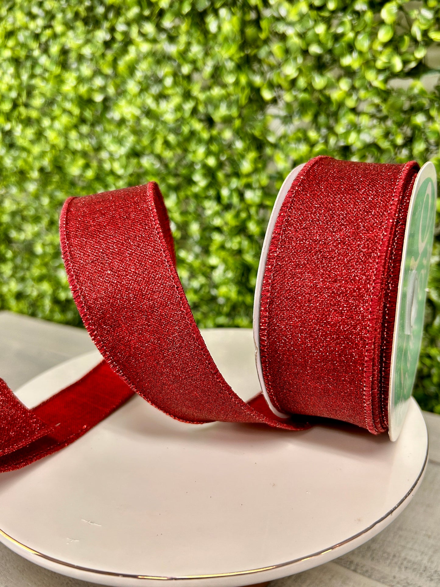 1.5 Inch By 10 Yard Burgundy Fine Glitter On Royal Ribbon