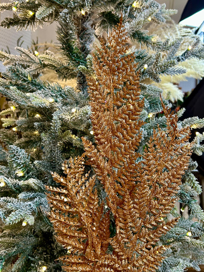 32 Inch Copper Shimmery Glitter Fern Spray