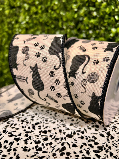 2.5 Inch By 10 Yard Cat Silhouettes Ribbon