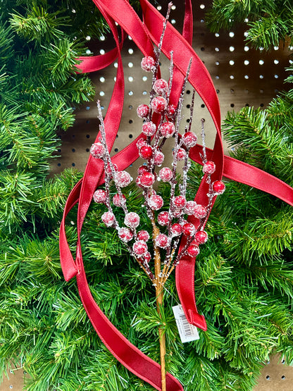 18 Inch Red Berry And Snow Pick