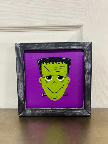 8 Inch Square Wood Halloween Sign Three Styles