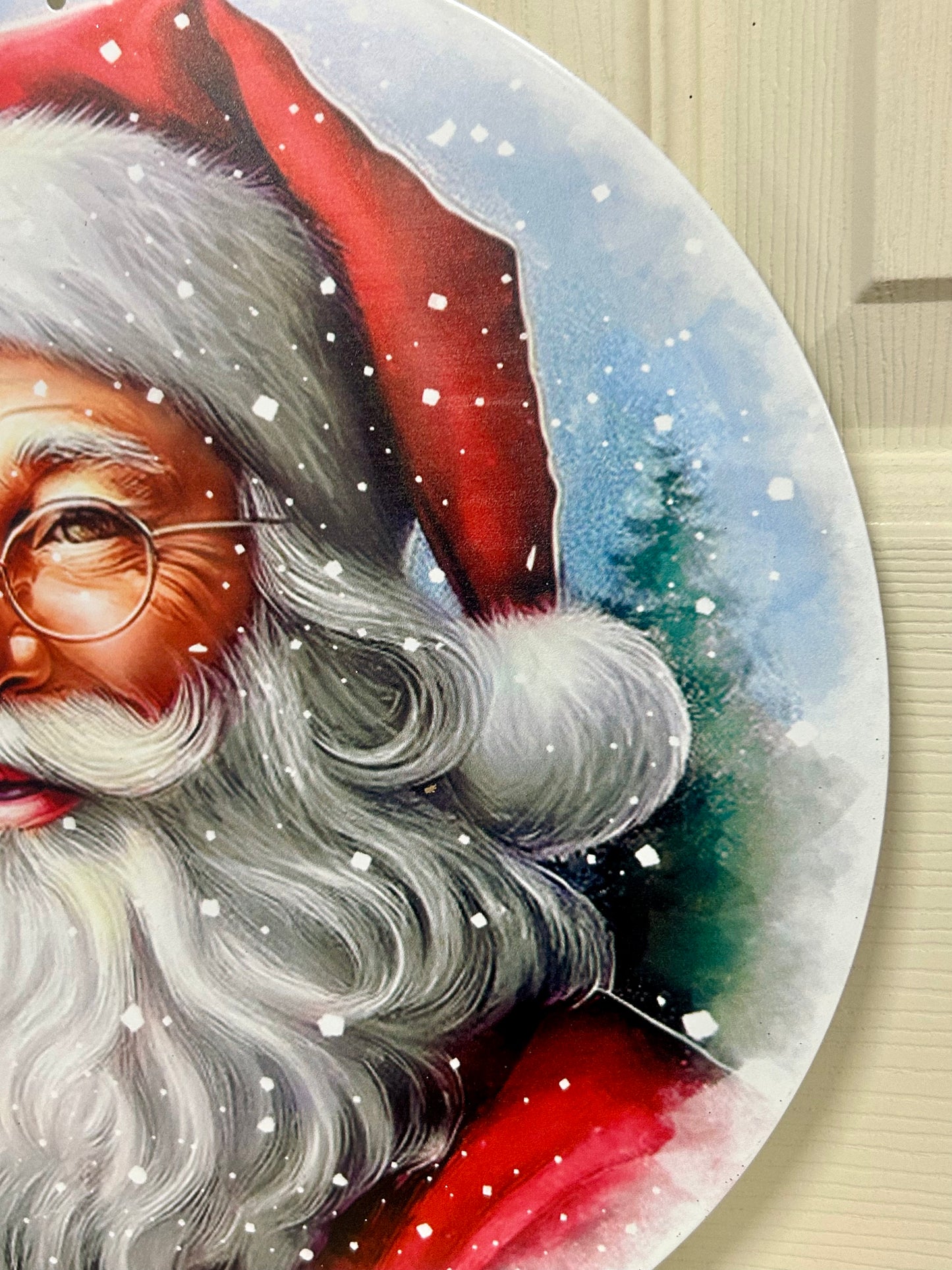 12 Inch Santa With Glasses Metal Sign