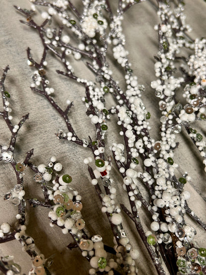 38.5 Inch White And Natural Snow Twig Spray