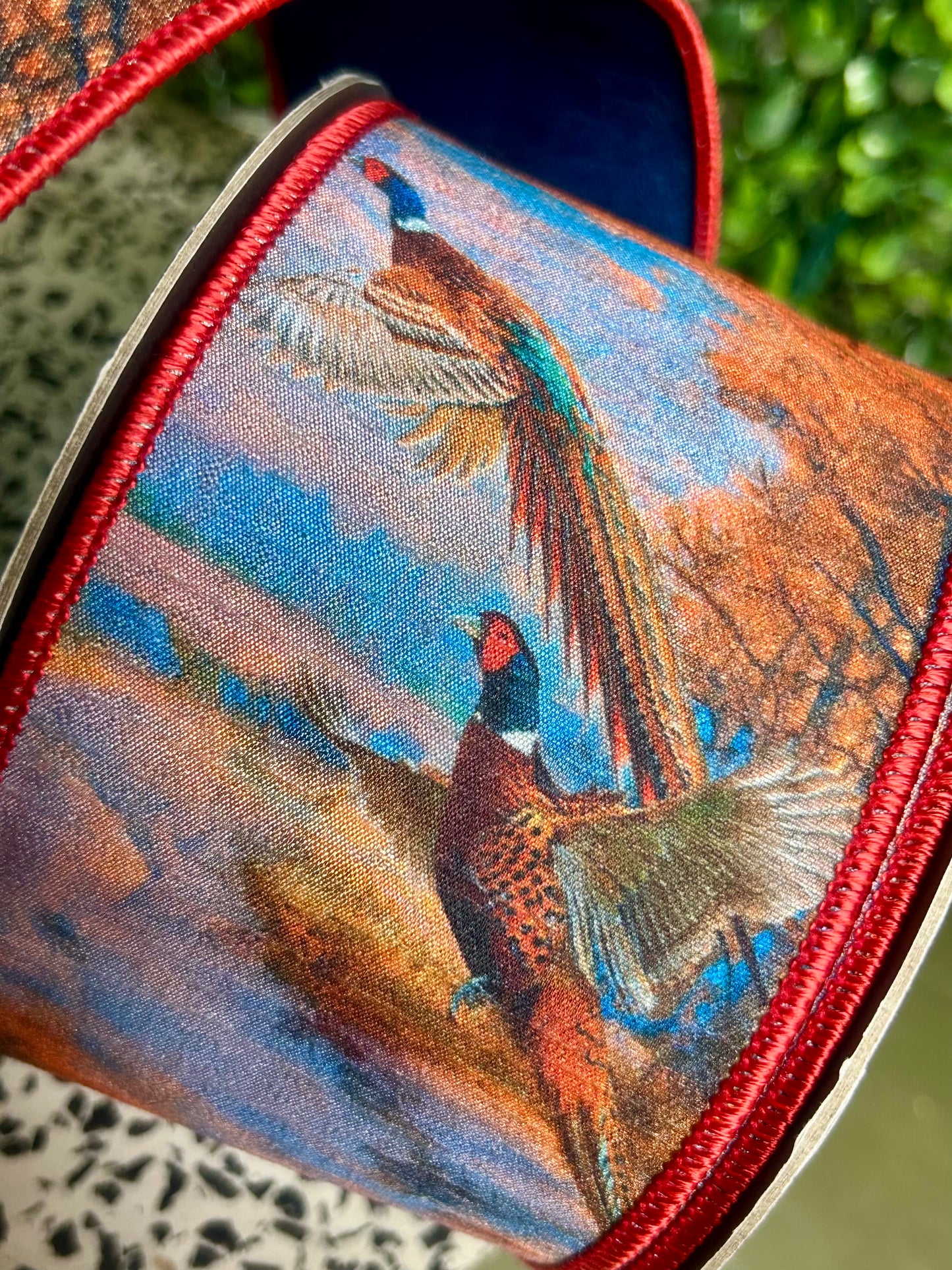 2.5 Inch By 10 Yard Pheasant Horizon Dupioni Fused Ribbon