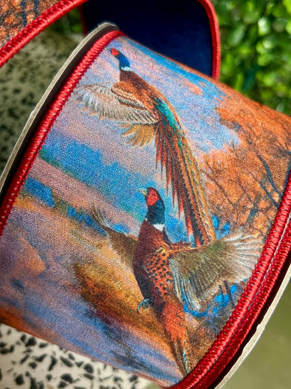 2.5 Inch By 10 Yard Pheasant Horizon Dupioni Fused Ribbon