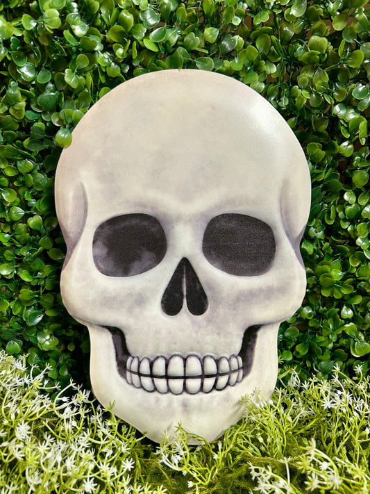 10 Inch Metal Halloween Skull Sign
