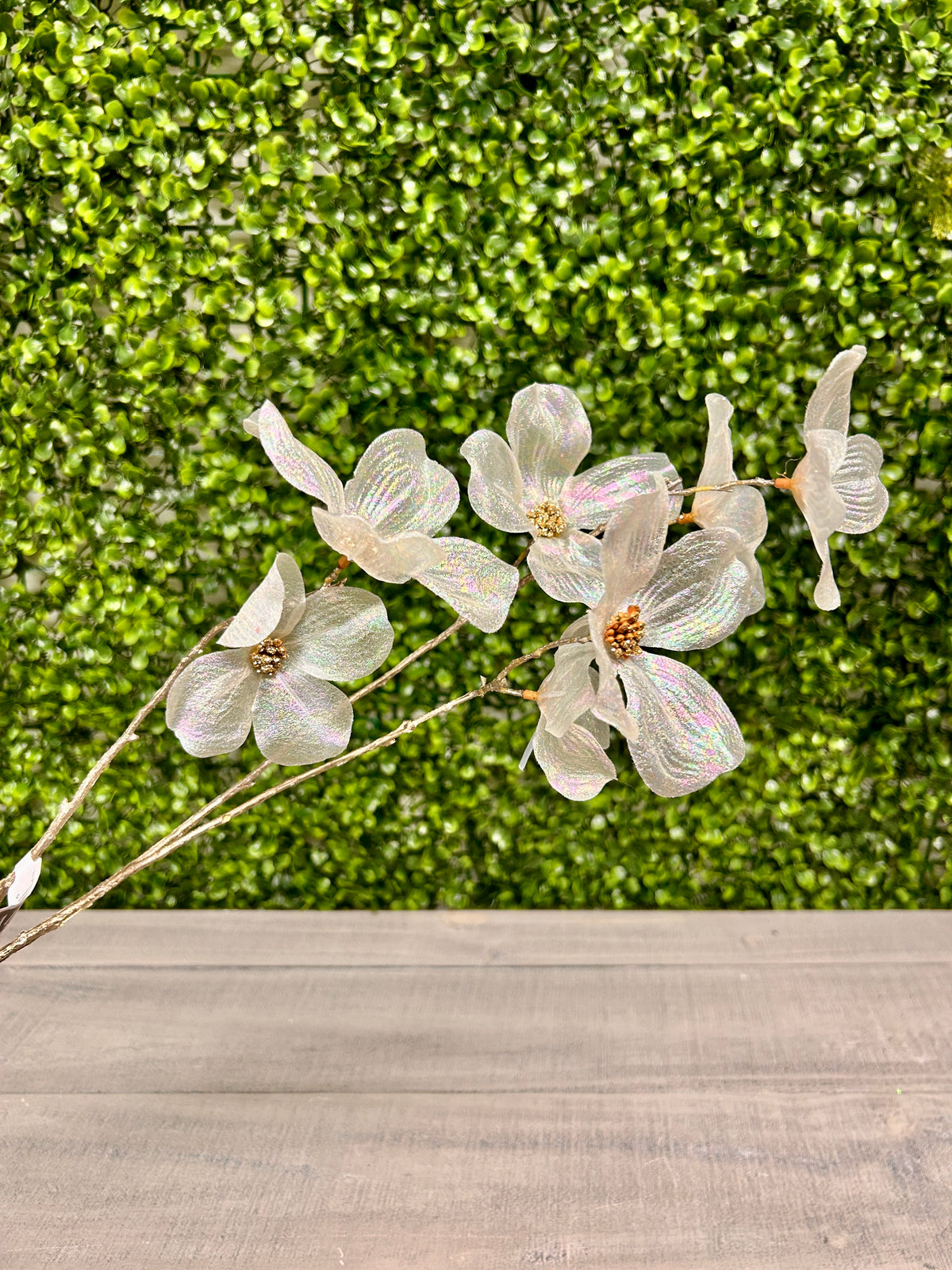 33.5 Inch White Shimmer Dogwood Spray