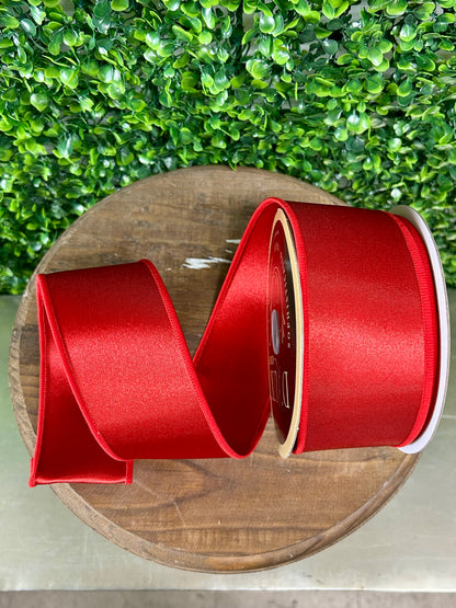 2.5 Inch By 10 Yard Red Satin Fused Ribbon