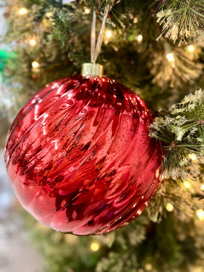 8 Inch Ball Ornament Red