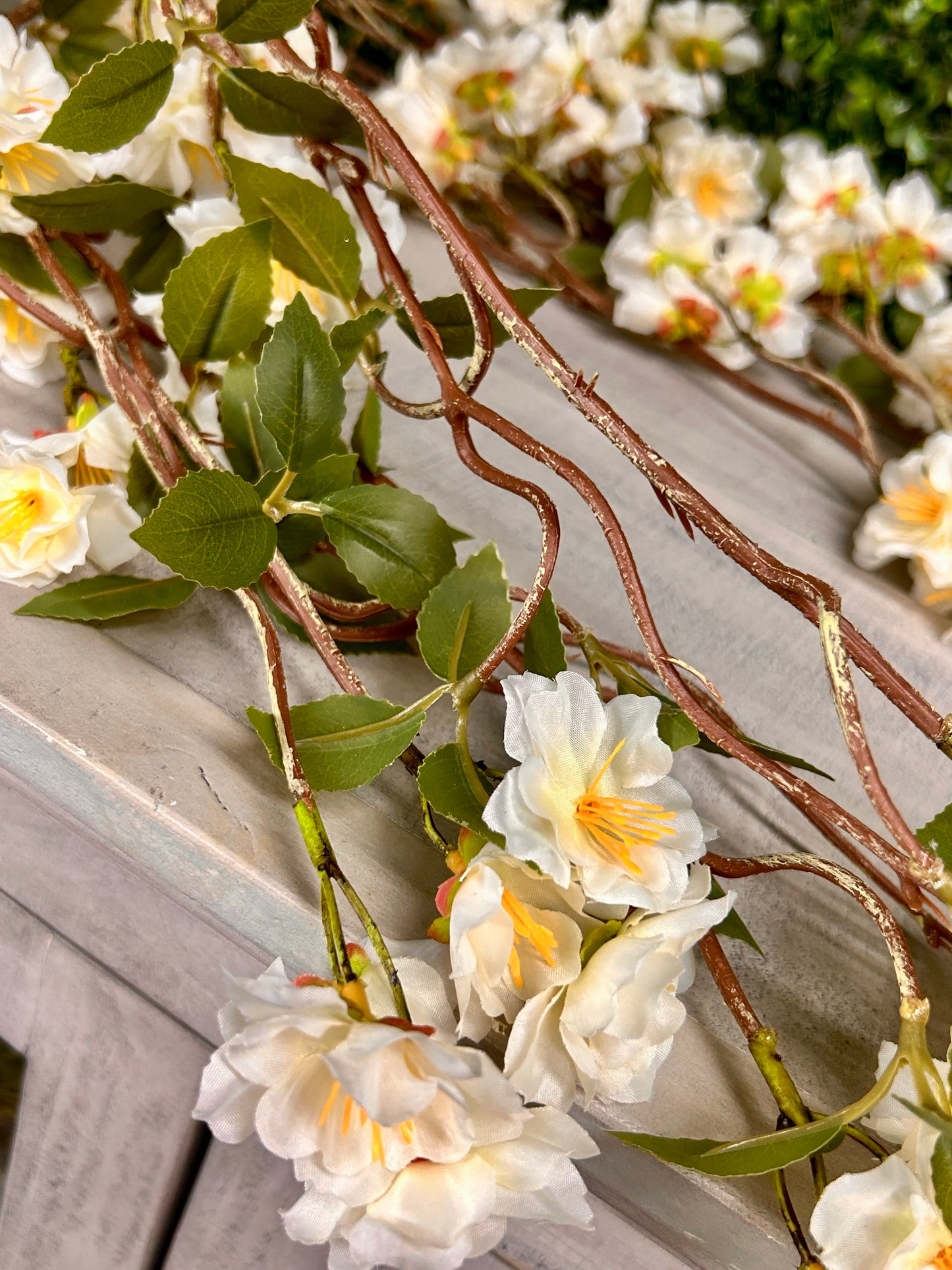 58 Inch White Triple Cherry Blossom Garland