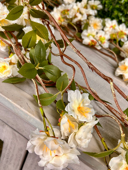 58 Inch White Triple Cherry Blossom Garland