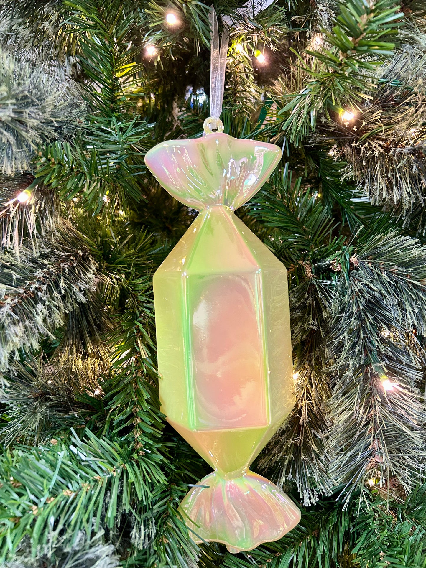 12 Inch Yellow Iridescent Candy Ornament Two Styles