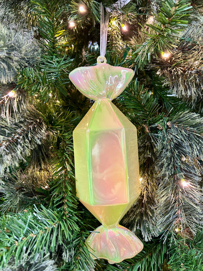 12 Inch Yellow Iridescent Candy Ornament Two Styles