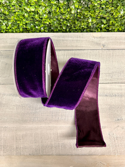 2.5 Inch By 10 Yard Purple Deluxe Velvet With Satin Backing Ribbon