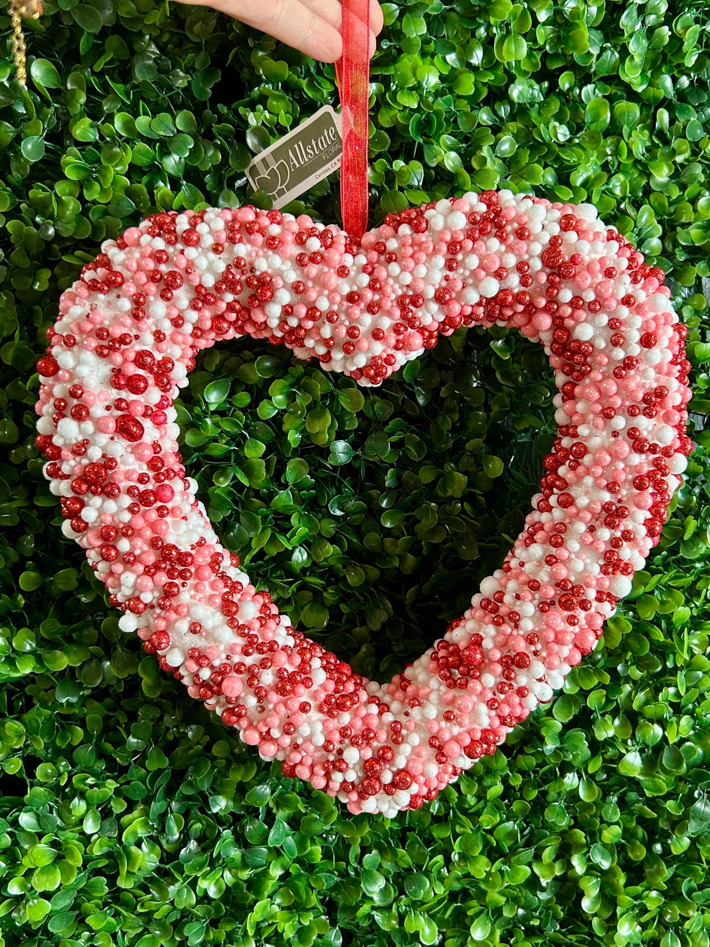 9.5 Inch White Pink And Red Glittered Heart Ornament