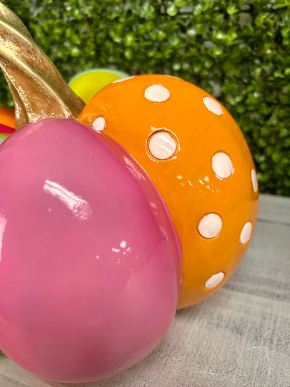 10 Inch Multicolor Stripe Resin Pumpkin