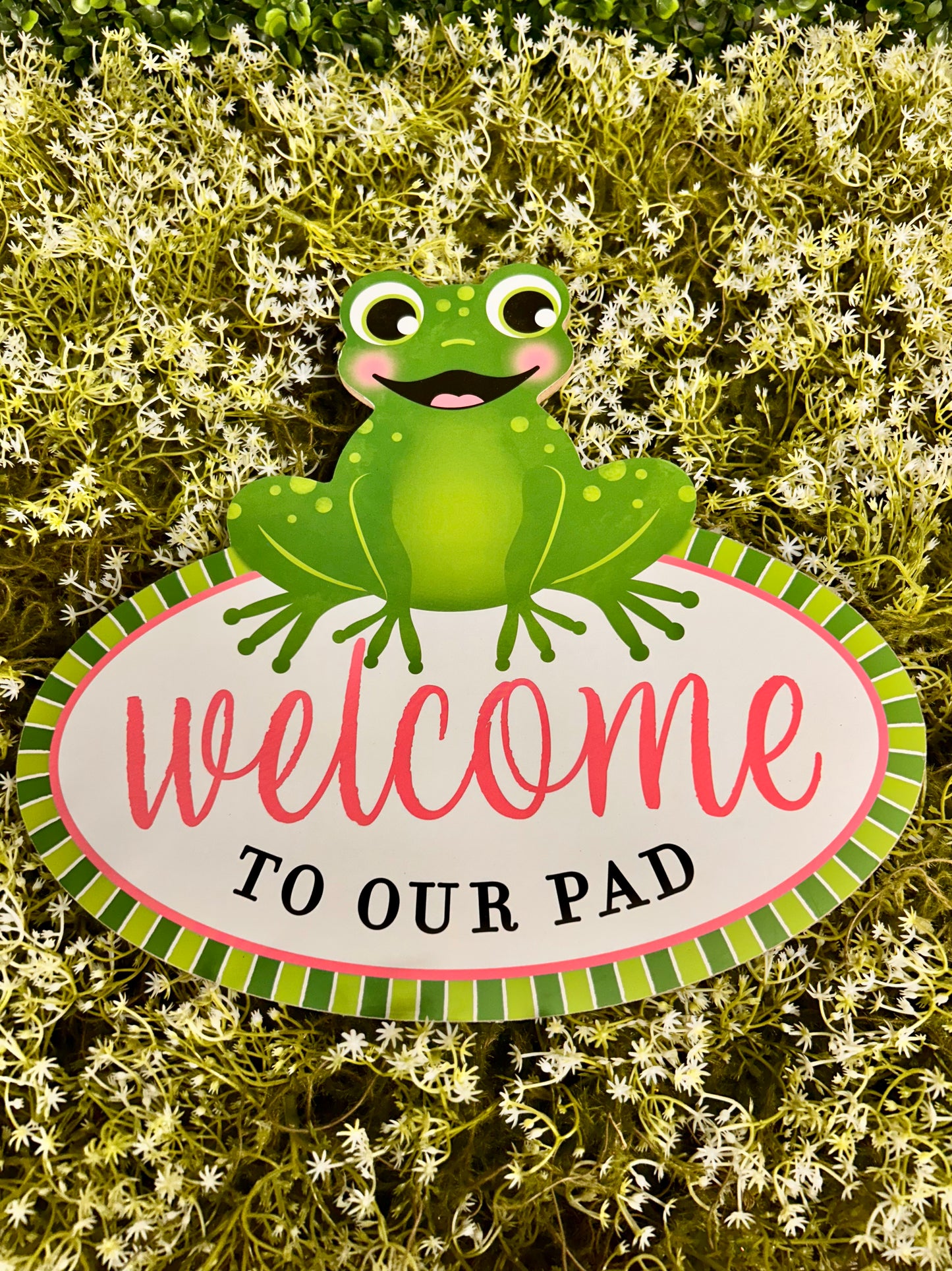 12 Inch Welcome To Our Pad Frog Wood Sign