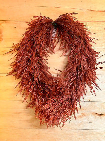 34 Inch By 28 Inch Rust Oval Bead Grass Wreath