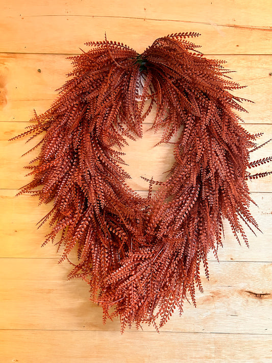 34 Inch By 28 Inch Rust Oval Bead Grass Wreath
