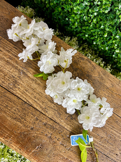 31 Inch White Cherry Blossom Spray