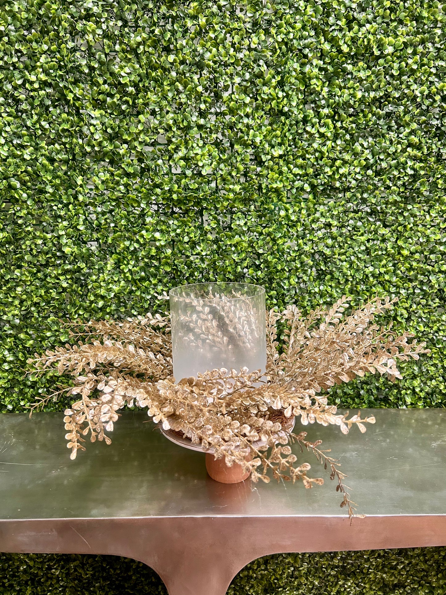 23 Inch Champagne Glittered Candle Ring Wreath Mini Teardrop