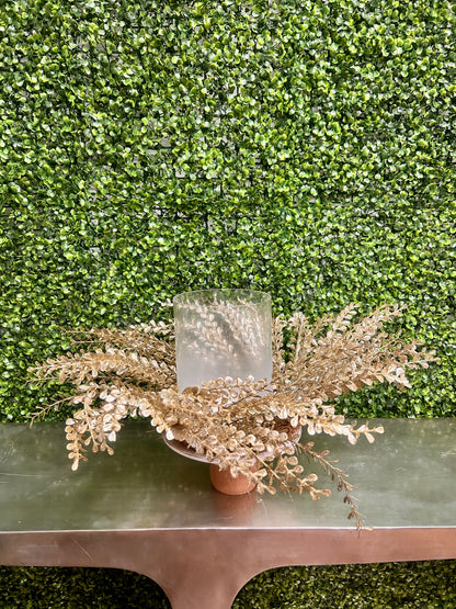 23 Inch Champagne Glittered Candle Ring Wreath Mini Teardrop