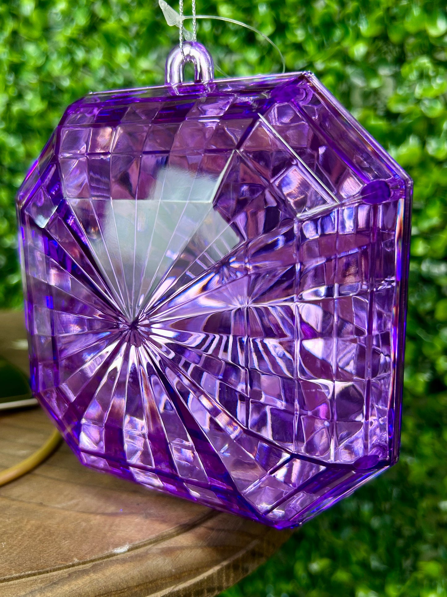 5 Inch Purple Acrylic Square Diamond Ornament