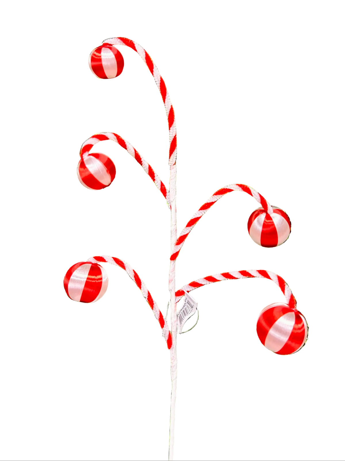19 Inch Red And White Ball Ornament Spray