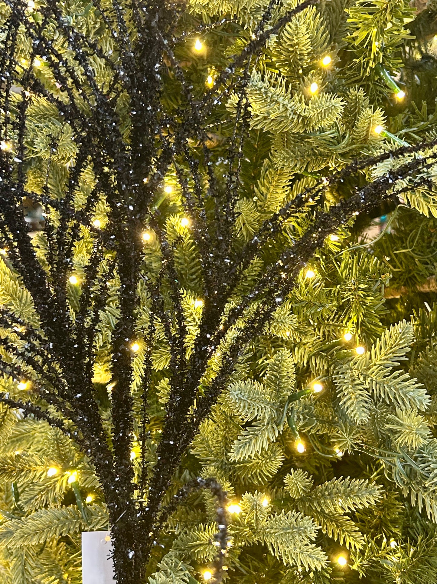 32 Inch Black Glitter Pine Spray