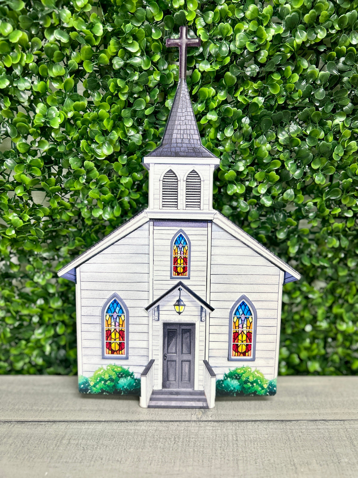 14 Inch Embossed White Church Sign