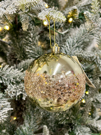 4 Inch Champagne Sequin Ball Ornament