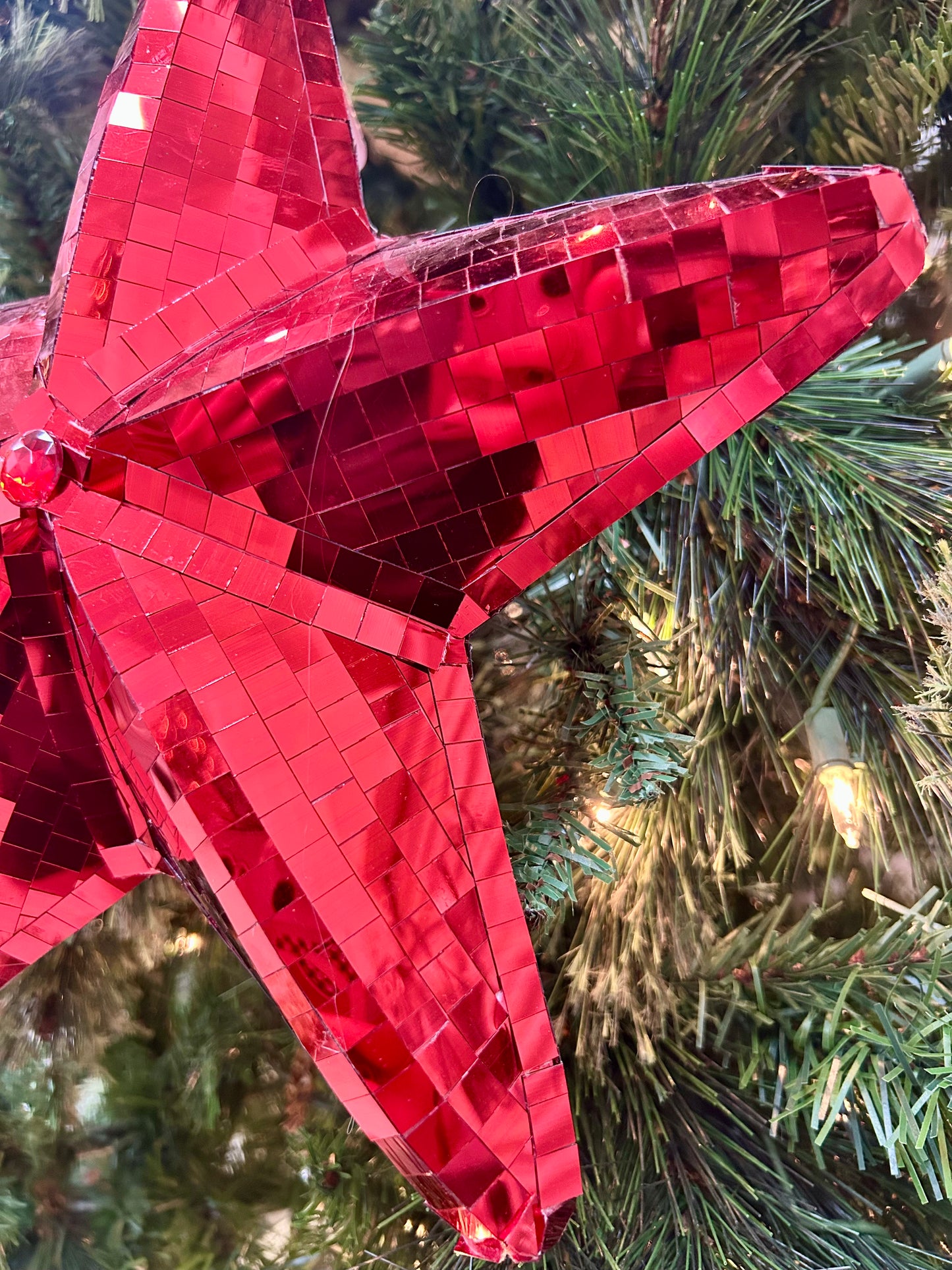 11 Inch Red Mirror Star Ornament