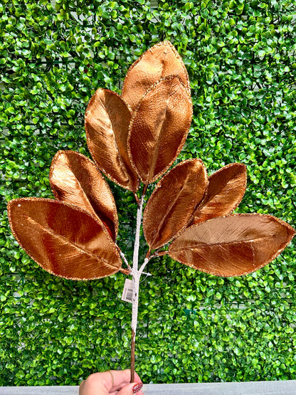 24 Inch Copper Magnolia Leaf Spray