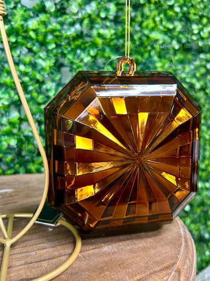 5 Inch Dark Amber Acrylic Square Diamond Ornament