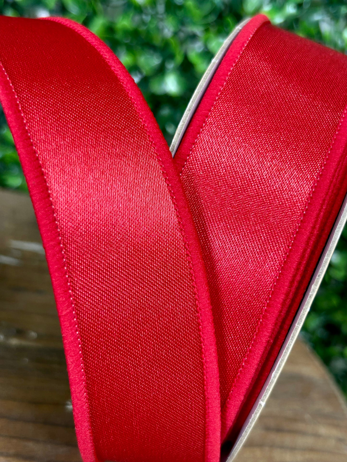 1.5 Inch By 10 Yard Red With White Backing Satin Fused Ribbon