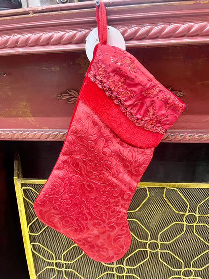 20.5 Inch Stocking Etched Red Velvet