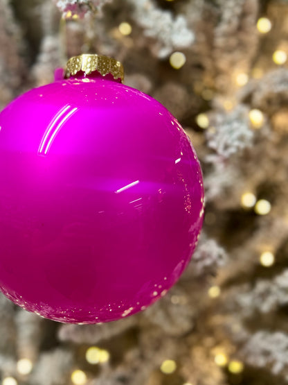 6 Inch Fuchsia Lacquer Look Ornament