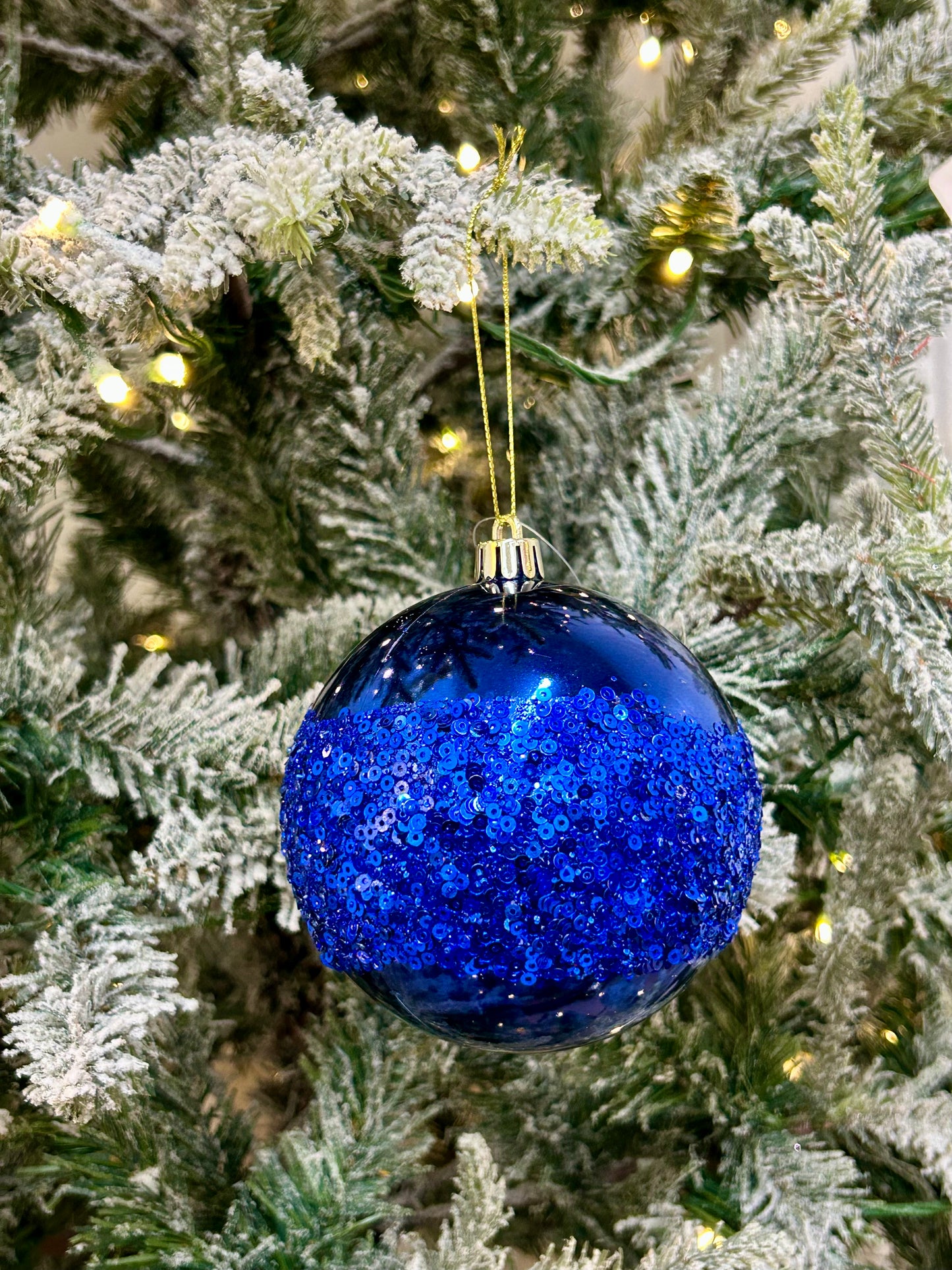 4 Inch Royal Blue Sequin Ball Ornament