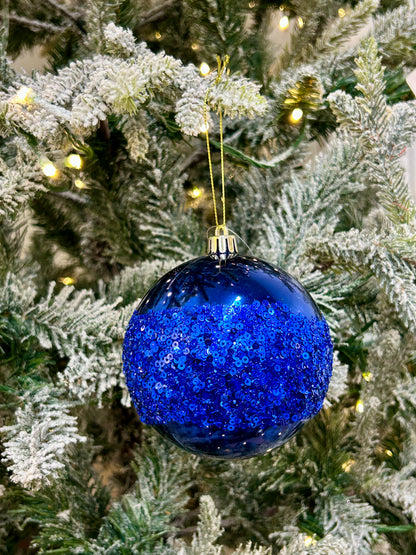 4 Inch Royal Blue Sequin Ball Ornament