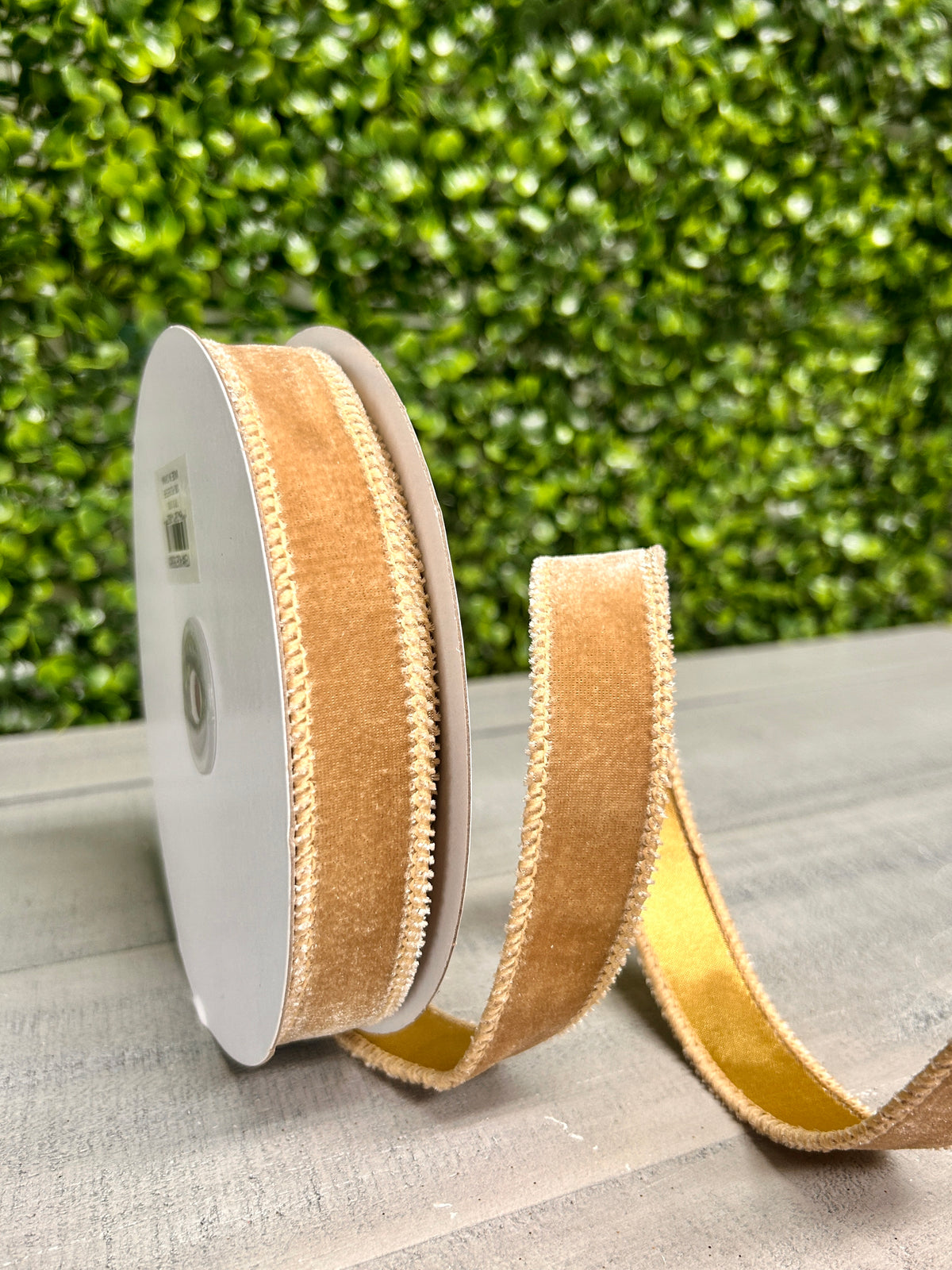 7/8 Inch By 10 Yard Taupe Deluxe Velvet With Satin Backing Ribbon