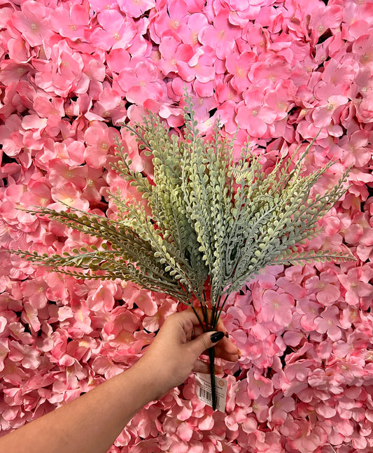 15 Inch Frosted Sage Green Bead Grass Bush