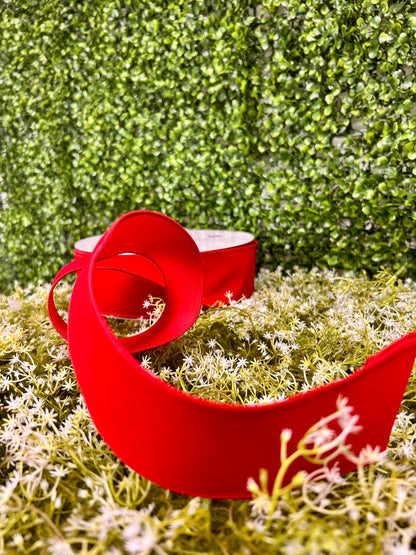 2.5 Inch By 50 Yard Red Indoor Velvet Ribbon