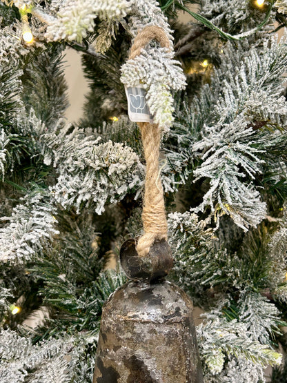 7.5 Inch Silver Antique Metal Bell Ornament