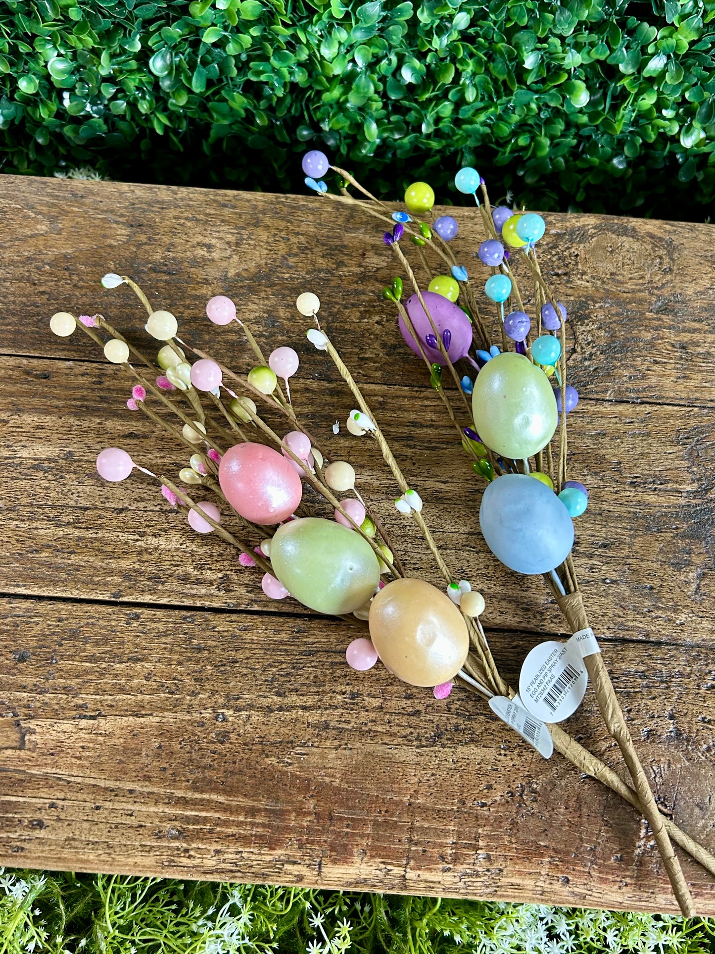 15 Inch Pearlized Easter Egg And Pip Spray