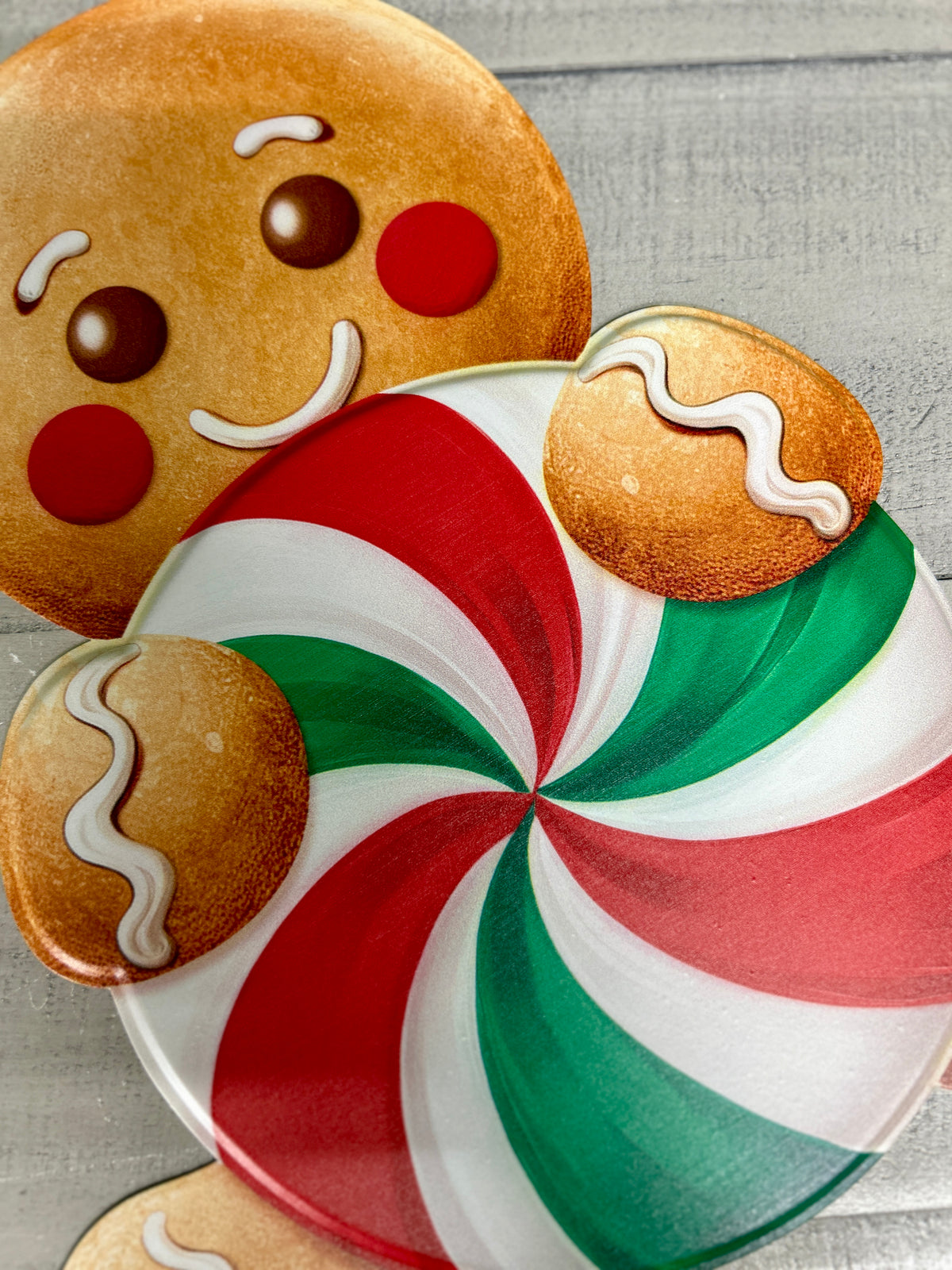 12 Inch Red And Emerald Gingerbread Candy Sign