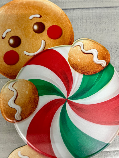 12 Inch Red And Emerald Gingerbread Candy Sign