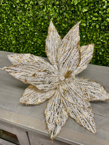 22 Inch Cream And Gold Poinsettia
