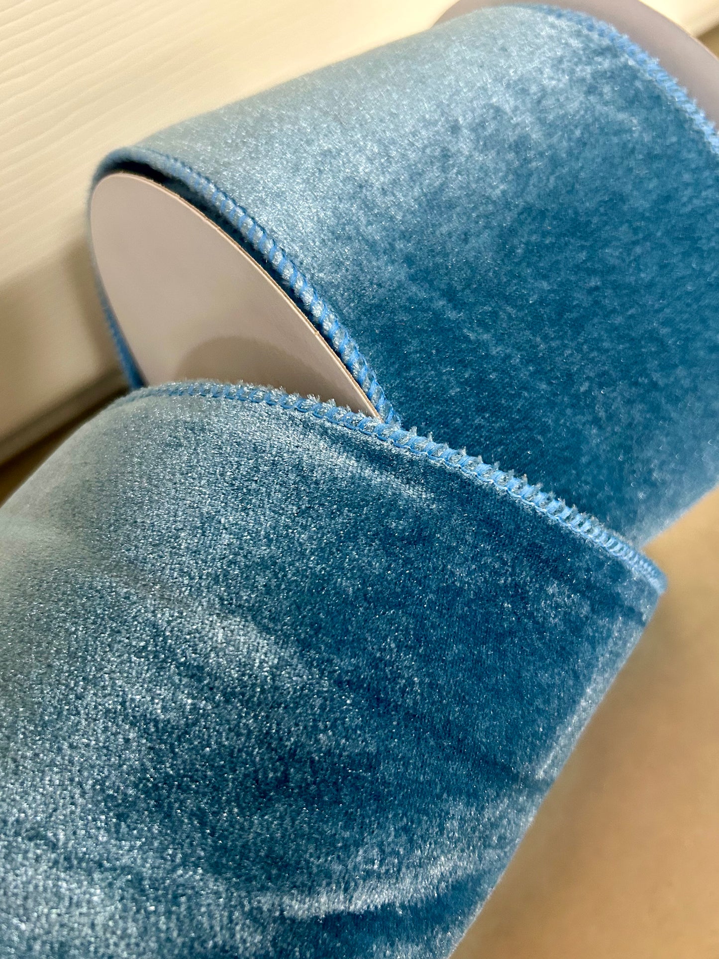 4 Inch By 10 Yard Smoke Blue Deluxe Velvet With Satin Backing Ribbon