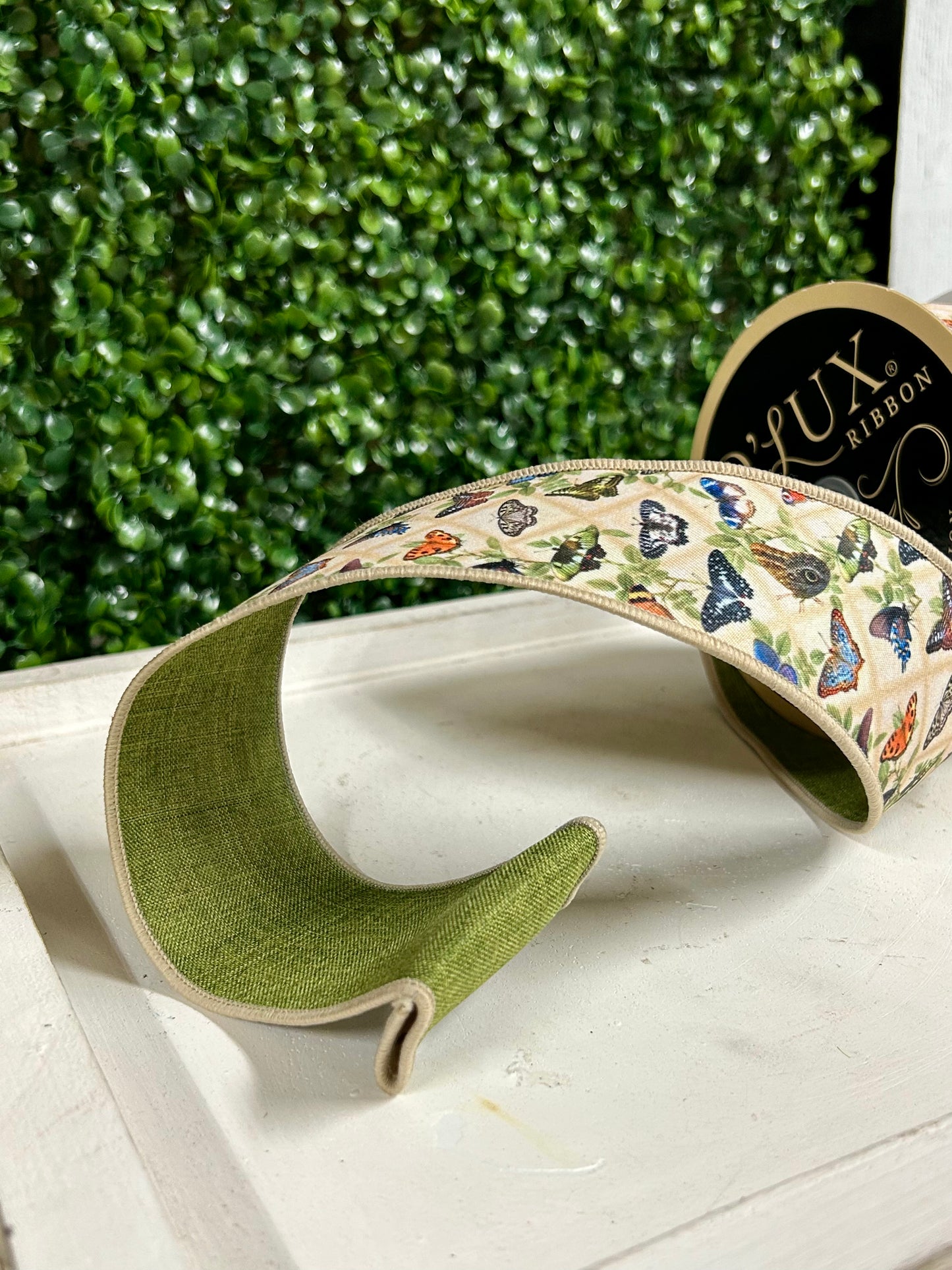 2.5 Inch By 10 Yard Vintage Butterfly Ribbon